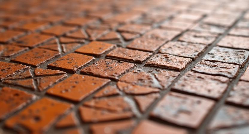 Primer plano de azulejo cerámico con diseño geométrico detallado